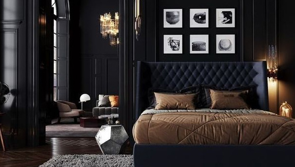客房洋溢着黑白时尚气息